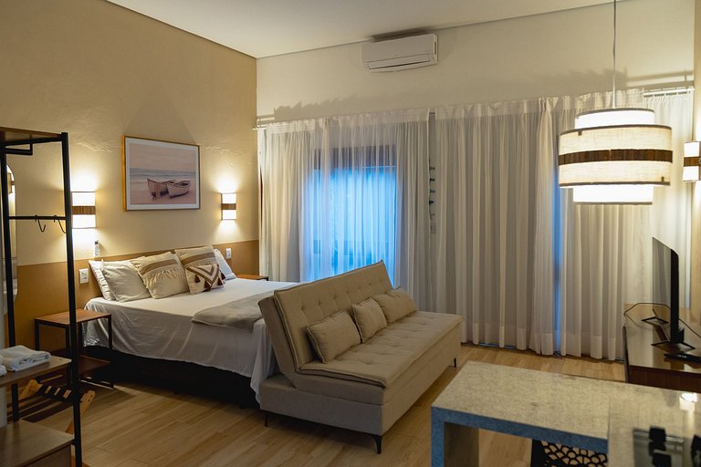 Studio em Peruíbe Confortável, Piscina, Wi-Fi, 60m da Praia