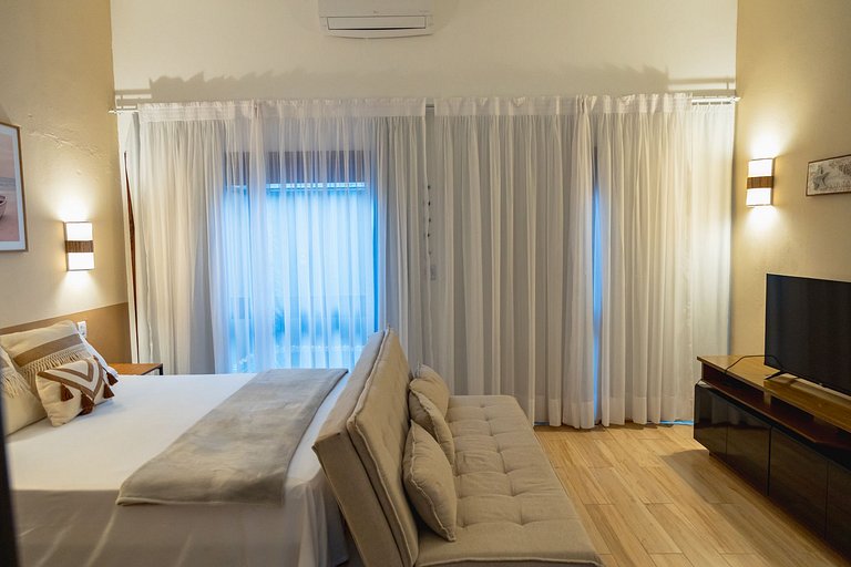 Studio em Peruíbe Confortável, Piscina, Wi-Fi, 60m da Praia