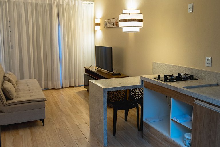 Studio em Peruíbe Confortável, Piscina, Wi-Fi, 60m da Praia